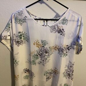 Maurices White Floral Print Blouse